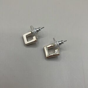 Vintage Gold Tone Small Geometric Hoop Stud Dangle Drop Statement Earrings